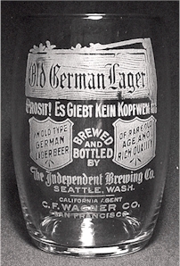 Old German Lager etched beer glass - SF agent
