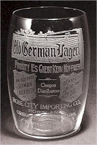 Old German Lager glass from Rose City