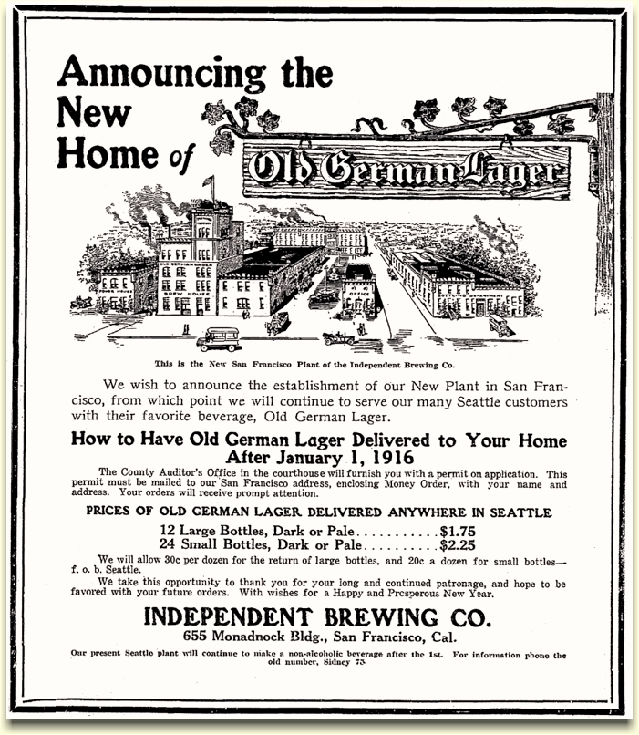 Announcement for new SF plant Dec. 1915
