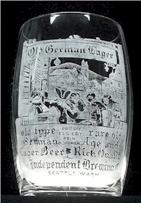 1st Old German Lager etched beer glass