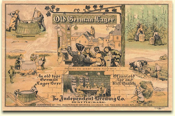 Old German Lager beer label c.1908 - image