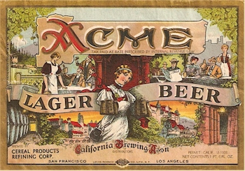 Acme Lager Beer label 1935-36