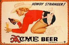 Acme Beer cowgirlsign by Petty 1943
