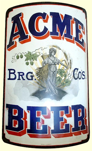 Acme Beer - curved procelain sign