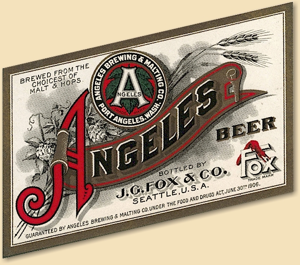 Angeles Beer label bottled by Fox c.1907