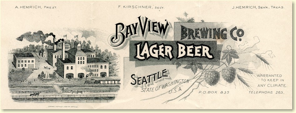 Bay View Brewery 1885 letterhead Bay View Brewery 1891 letterhead