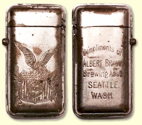 Both sides of a Braun BC matchsafe