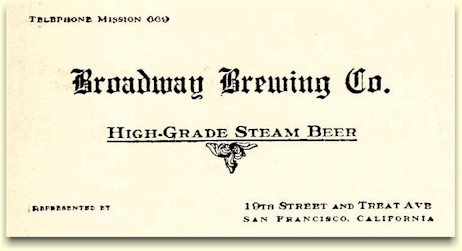 Broadway Brewery steam beer ad ca.1917