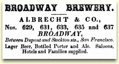Broadway Brewery ad June 1862