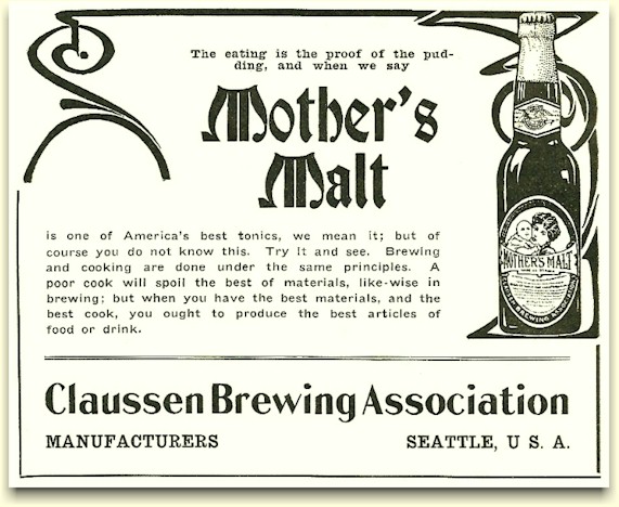 Claussen's Mother's Malt ad, ca.1910 