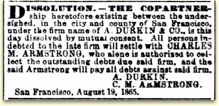 Durkin-Armstrong notice of disolved partnership