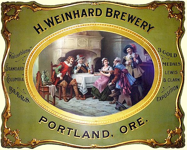H. Weinhard embossed tin sign