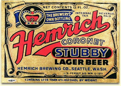 Hemrich Coronet beer label, c.1933