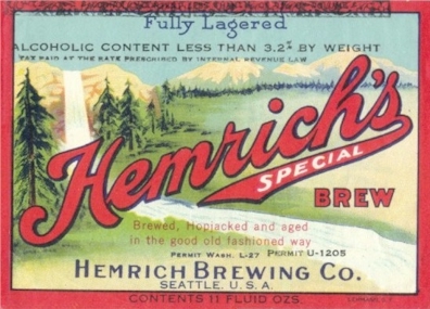 Hemrich's Special Brew label c.1933 - image