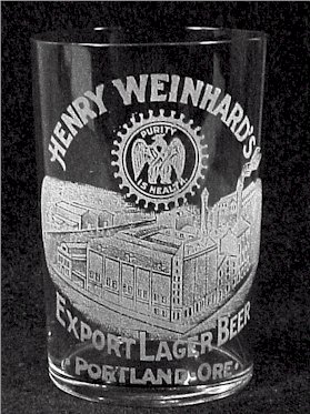 Henry Weinhard factory scene etched glass