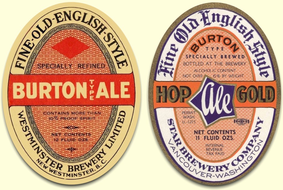 Hop Gold Burton Ale label and Canadian version
