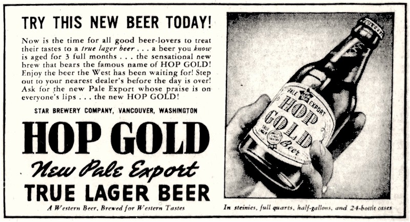 Hop Gold Pale Export intro ad 1938