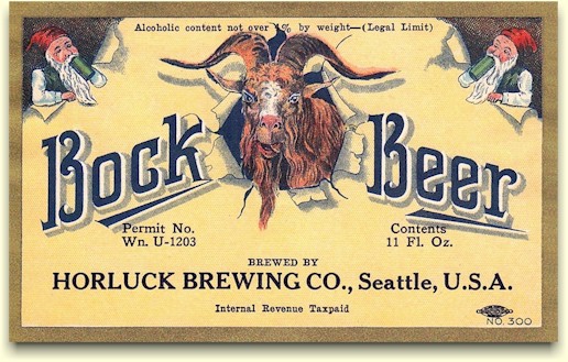 Horluck's Bock Beer label ca.1934