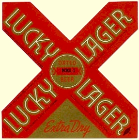 Lucky Lager Extra Dry beer label