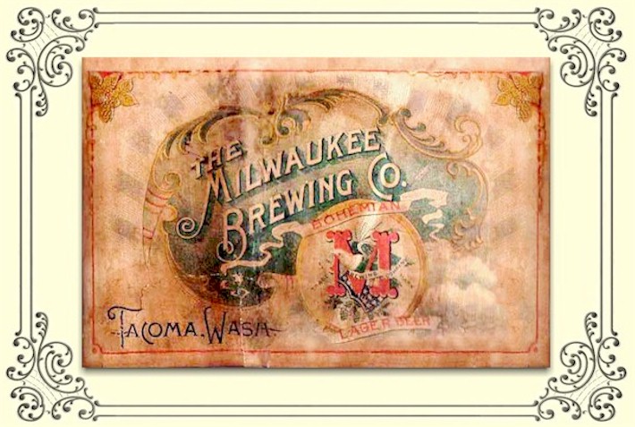 Milwaukee Brewing Co. of Tacoma, lager beer label 