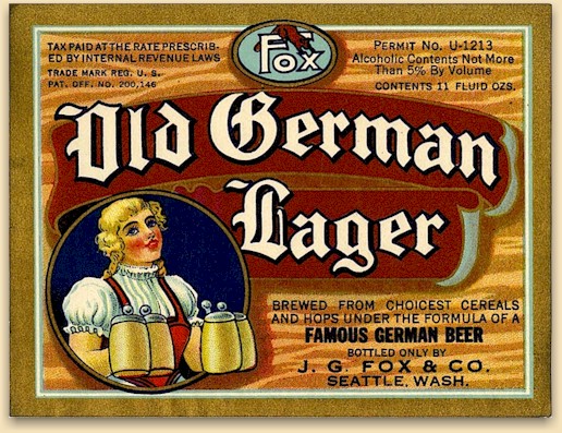 Old German Lager label for Fox c.1934