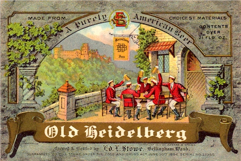 Old Heidelberg beer label, c. 1912 - image