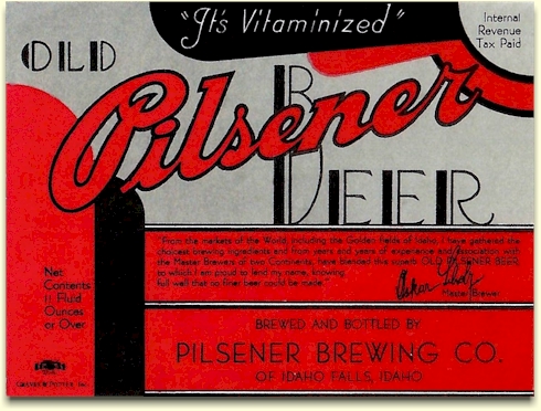 Old Pilsener Beer label from Idaho Falls