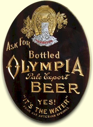 Olympia Beer ROG sign in black & gold
