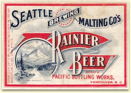 Rainier label Pacific Bottling Wks BC