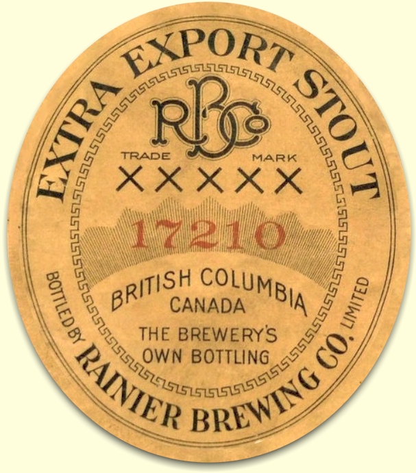 Rainier Brg. Co. Ltd. Stout label