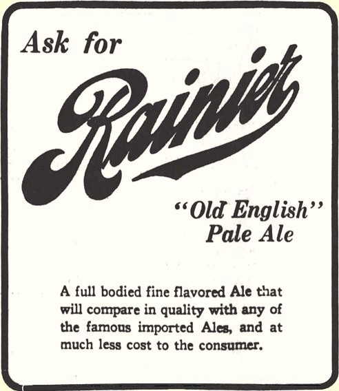 Rainier Old English Pale Ale ad Oct 1923