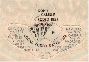 rear of 1938 Rodeo Beer label 