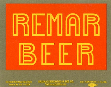 Remar Beer label, c.1935 - image