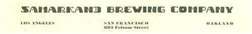 Samarakand Brewing Co. letterhead, c.1933