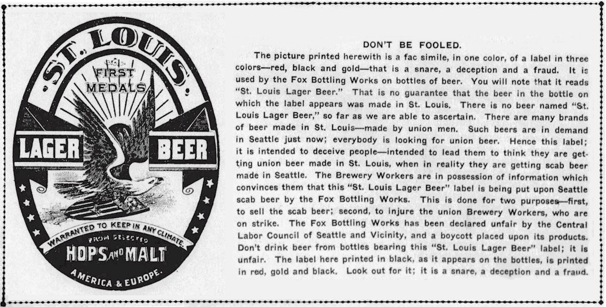 Fake St.Louis Lager ad May 1905