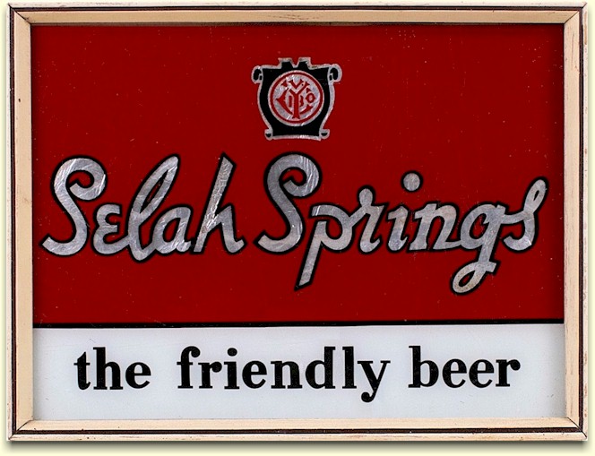 Selah Springs reverse-on-glass beer sign