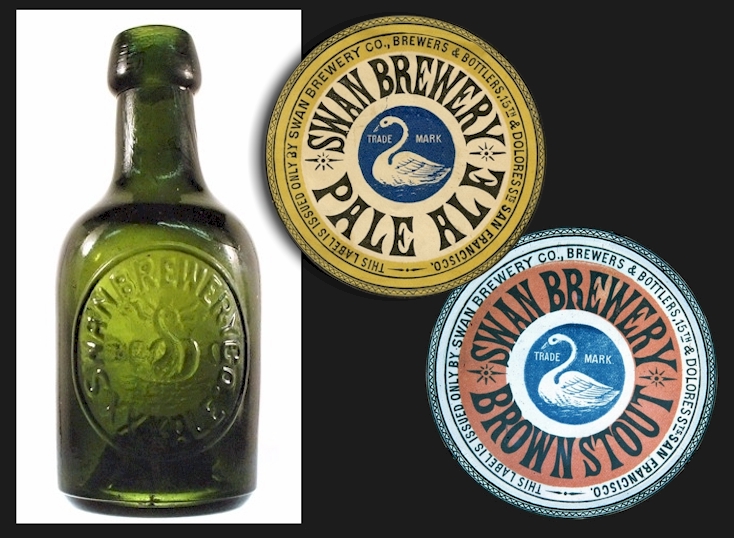 Swan bottle with labels