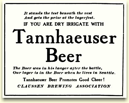 Tannhaeuser Beer ad, c.1906