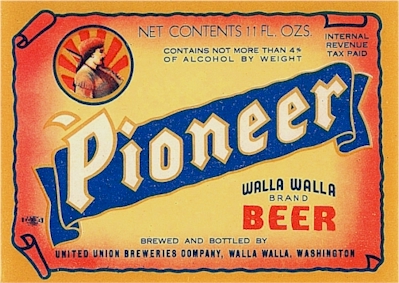 Pioneer Beer label, Walla Walla c.1944