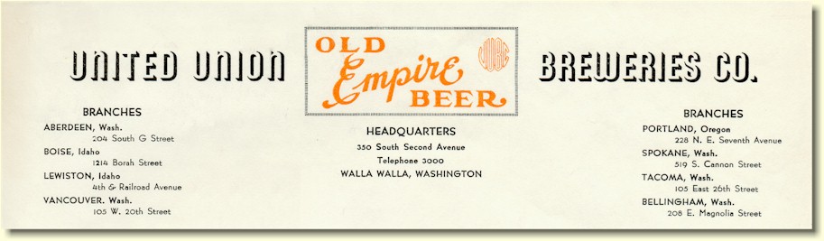 United Unoin Breweries Co. letterhead c.1941 - image