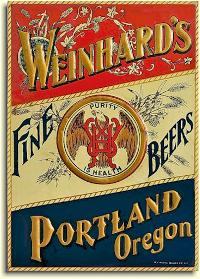 Weinhard's Fine Beers, Portland, Oregon, tin sign