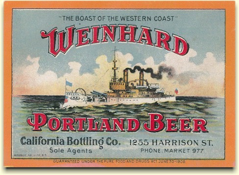 Weinhard's Portland Beer label ca.1906