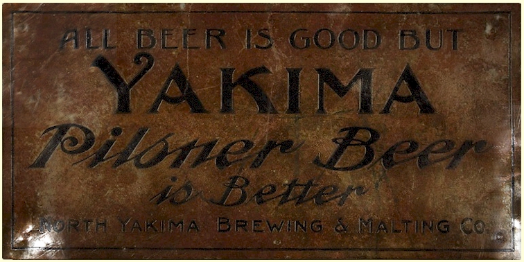 Yakima Pilsner Beer, copper sign