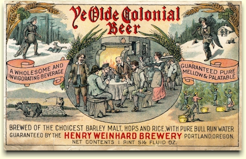 Ye Olde Colonial Beer label, c.1914