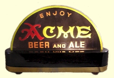 Acme Beer & Ale, lighted counter sign Acme Beer & Ale, lighted counter sign - image